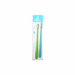 Hello, BPA-Free Toothbrushes, Soft, Green/Blue, 2 Toothbrushes