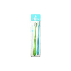 Hello, BPA-Free Toothbrushes, Soft, Green/Blue, 2 Toothbrushes