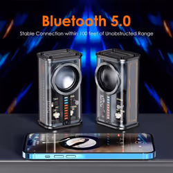 Portable Bluetooth Speaker with Lights, Transparent Wireless Mini Bluetooth Speaker with TWS, Perfect Small Speaker HD Sound and Bass