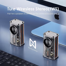 Portable Bluetooth Speaker with Lights, Transparent Wireless Mini Bluetooth Speaker with TWS, Perfect Small Speaker HD Sound and Bass