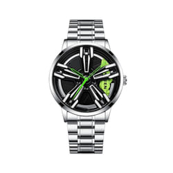 Wheel Watch Men Rim Hub Luxury Sports Car Men's Watch Stainless Steel Men's Quartz Watches for BMW GTR Audi wheel rim design Watche - SilverGreen AUDI