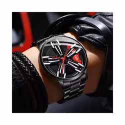 Wheel Watch Men Rim Hub Luxury Sports Car Men's Watch Stainless Steel Men's Quartz Watches for BMW GTR Audi wheel rim design Watche - SilverGreen AUDI
