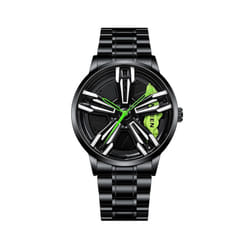 Wheel Watch Men Rim Hub Luxury Sports Car Men's Watch Stainless Steel Men's Quartz Watches for BMW GTR Audi wheel rim design Watches - Green BMW