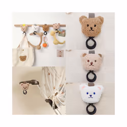 Baby Stroller Hook Plush Bear Mommy Bags Hanger Holder Wheelchair Stroller - bear-A15