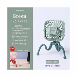 USB Stroller Fan Portable Desk Handheld Baby Bed Car Seat Fan 500mAh Rechargeable - TJ-02B green
