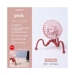 USB Stroller Fan Portable Desk Handheld Baby Bed Car Seat Fan 500mAh Rechargeable - TJ-02A pink