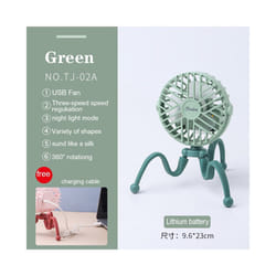 USB Stroller Fan Portable Desk Handheld Baby Bed Car Seat Fan 500mAh Rechargeable - TJ-02A green