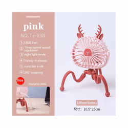 USB Stroller Fan Portable Desk Handheld Baby Bed Car Seat Fan 500mAh Rechargeable - TJ-03B pink