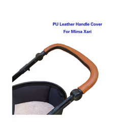 Baby Stroller PU Leather Handle Covers For Mima Xari Pram Bar Sleeve Case - mom baby 2PCS white