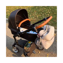 Baby Stroller PU Leather Handle Covers For Mima Xari Pram Bar Sleeve Case - mom baby 2PCS white