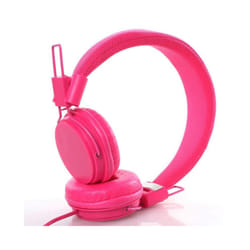 Kids Wired Ear Headphones Stylish Headband Earphones for iPad Tablet Kid - Rose red