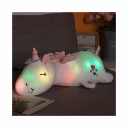 60CM Cute Glowing LED Light Unicorn Plush Toys Lovely Luminous Animal - pink, 80CM