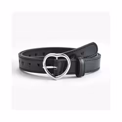 Children Belt Kids Cute Peach Heart Buckle Faux Leather Belts For Girls - 90cm, Black