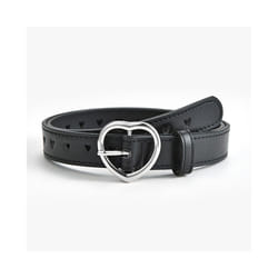 Children Belt Kids Cute Peach Heart Buckle Faux Leather Belts For Girls - 90cm, Black