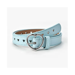 Children Belt Kids Cute Peach Heart Buckle Faux Leather Belts For Girls - 90cm, Sky Blue