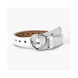 Children Belt Kids Cute Peach Heart Buckle Faux Leather Belts For Girls - 90cm, White