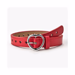Children Belt Kids Cute Peach Heart Buckle Faux Leather Belts For Girls - 90cm, Red