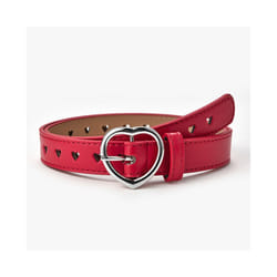 Children Belt Kids Cute Peach Heart Buckle Faux Leather Belts For Girls - 90cm, Red