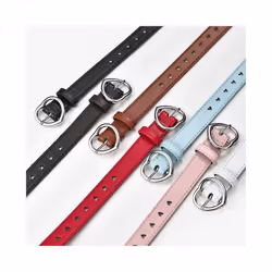 Children Belt Kids Cute Peach Heart Buckle Faux Leather Belts For Girls - 90cm, Red