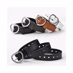 Children Belt Kids Cute Peach Heart Buckle Faux Leather Belts For Girls - 90cm, 46
