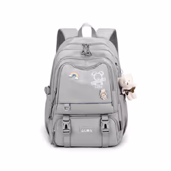 New School Backpack Girls Cute Bagpack Large Capacity Waterproof Teenager - grey