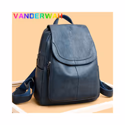 Genuine Women Leather Backpack Fashion Female Shoulder Bag Sac a Dos Ladies - Dark blue