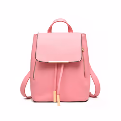 Women Backpack PU Female backpacks Leather School Bags Large Capacity - 24x16x30 cm, Pink
