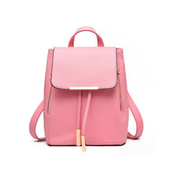 Women Backpack PU Female backpacks Leather School Bags Large Capacity - 24x16x30 cm, Pink