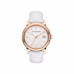 Burberry BU9012 Large Check White Leather Strap Men's Watch