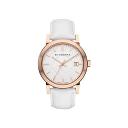 Burberry BU9012 Large Check White Leather Strap Men's Watch