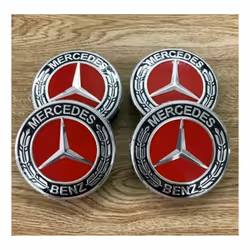 Mercedes Red Alloy Wheel Centre Hub Caps AMG A B C E S M Class ML 4)