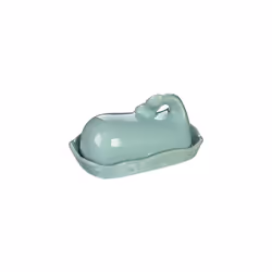 Creative Co-op DA4866 Aqua Whale Shaped Butter Dish with Lid