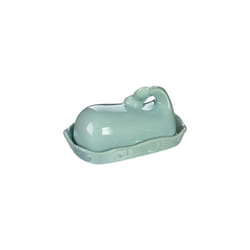 Creative Co-op DA4866 Aqua Whale Shaped Butter Dish with Lid