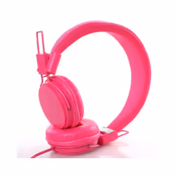 Kids Wired Ear Headphones Stylish Headband Earphones for iPad Tablet Kid - Rose red