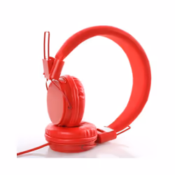 Kids Wired Ear Headphones Stylish Headband Earphones for iPad Tablet Kid - red