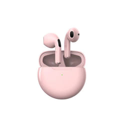 Pro 6 TWS Fone Bluetooth Earphones Wireless Headphones with Mic Touch - Pink