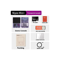 Mini Plus Portable Retro Handheld Game Console 3.5-inch IPS HD Screen Children's Gift Linux System Classic Gaming Emulator - 128GB, Transparent purple