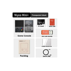 Mini Plus Portable Retro Handheld Game Console 3.5-inch IPS HD Screen Children's Gift Linux System Classic Gaming Emulator - 64GB, Transparent Black