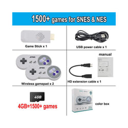 SF900 Classic Retro Video Game Console 4700 Games 16 Bit Mini Consola Wireless 4K HD TV Game Stick for Super Nintendo SNES NES - 1500 games with box