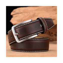 Fashion Men Belts Genuine Leather Luxury Designer Brown Vintage Waist - 120cm 40to43 Inch, 051Dark Brown