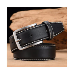 Fashion Men Belts Genuine Leather Luxury Designer Brown Vintage Waist - 100cm 32to35 Inch, 051Black
