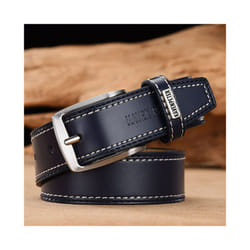 Fashion Men Belts Genuine Leather Luxury Designer Brown Vintage Waist - 110cm 36to39 Inch, 049Dark Blue
