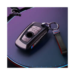 Vacuum Nano Plating Car Remote Key Case Cover For BMW 1 2 3 4 5 6 7 Series - black black leather