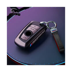 Vacuum Nano Plating Car Remote Key Case Cover For BMW 1 2 3 4 5 6 7 Series - black silver leathe