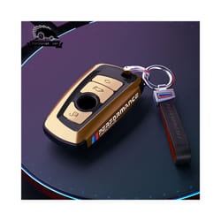 Vacuum Nano Plating Car Remote Key Case Cover For BMW 1 2 3 4 5 6 7 Series - gold silver leather