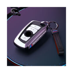 Vacuum Nano Plating Car Remote Key Case Cover For BMW 1 2 3 4 5 6 7 Series - silver black leather