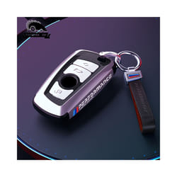 Vacuum Nano Plating Car Remote Key Case Cover For BMW 1 2 3 4 5 6 7 Series - silver silver leathe
