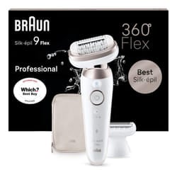 Braun Silk-Ã©pil 9 Flex, Epilator with 360 Flexible Head for Easy Hair Removal, Wet & Dry, Lasting Smooth Skin, with Lady Shaver Head & Trimmer Comb,