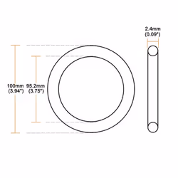 sourcingmap Nitrile Rubber O-Rings 100mm OD 95.2mm ID 2.4mm Width, Metric Buna-N Sealing Gasket, Pack of 1
