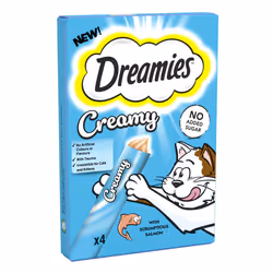 44 x 10g Dreamies Creamy Adult Cat & Kitten Treats Scrumptious Salmon (11x40g)